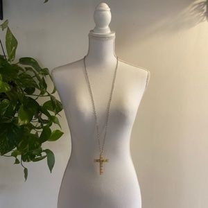 Pink Rose Cross Necklace